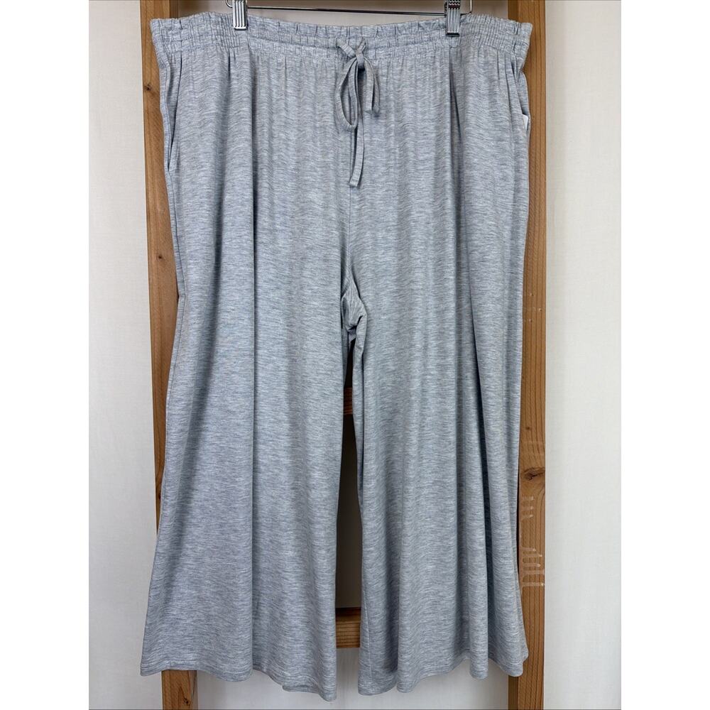 NWT Athleta Gray Elastic Waist Pockets Wide Leg Gaucho PJ Pants #1451 Size 1X